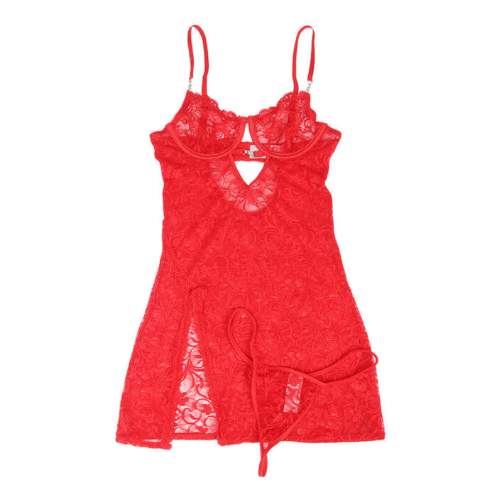 SUBBLIME - 954215 BABYDOLL DE ENCAJE CON TIRANTES AJUSTABLES ROJO L/XL - CandyHot - Foto 4