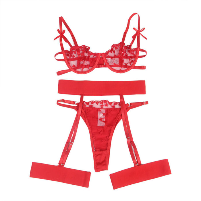 SUBBLIME - 954338 SUJETADOR + TANGA + LIGUEROS ESTAMPADO DE CORAZONES ROJO L/XL - CandyHot - Foto 5