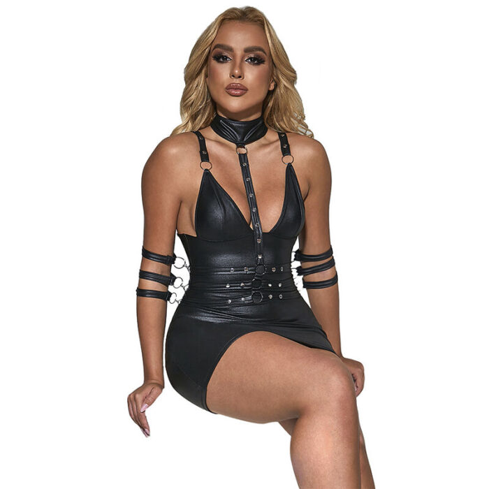 SUBBLIME - 954406 VESTIDO BONDAGE DE CUERO NEGRO S/M - CandyHot - Foto 3