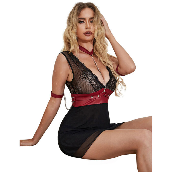 SUBBLIME - 954420 VESTIDO BONDAGE DE ENCAJE NEGRO S/M - CandyHot - Foto 4
