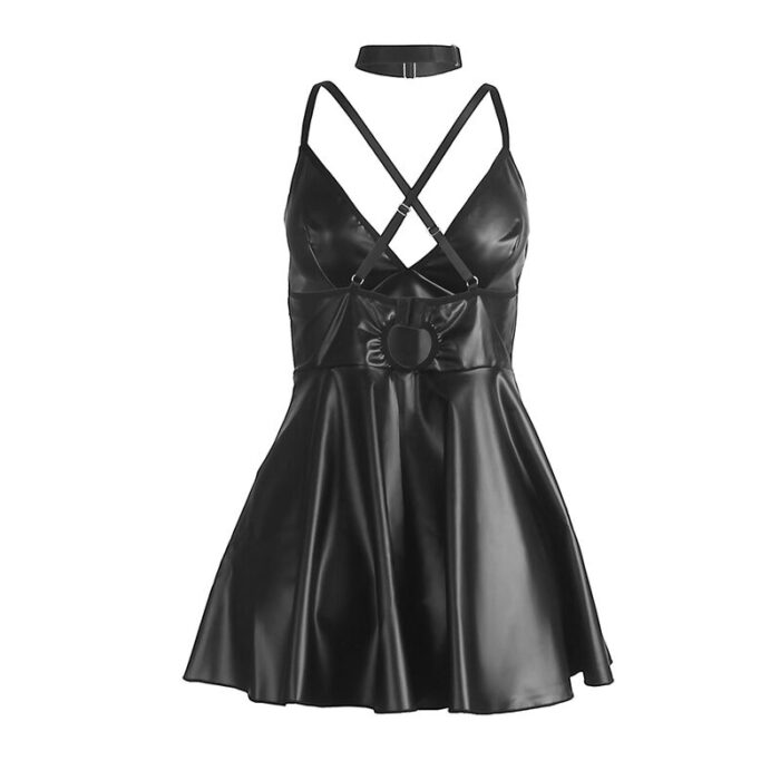 SUBBLIME - 955380 VESTIDO CON TIRANTES DE CUERO NEGRO L/XL - CandyHot - Foto 6