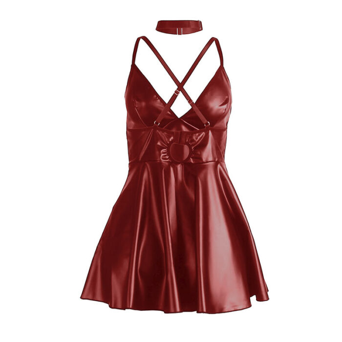 SUBBLIME - 955397 VESTIDO CON TIRANTES DE CUERO BURDEOS S/M - CandyHot - Foto 6