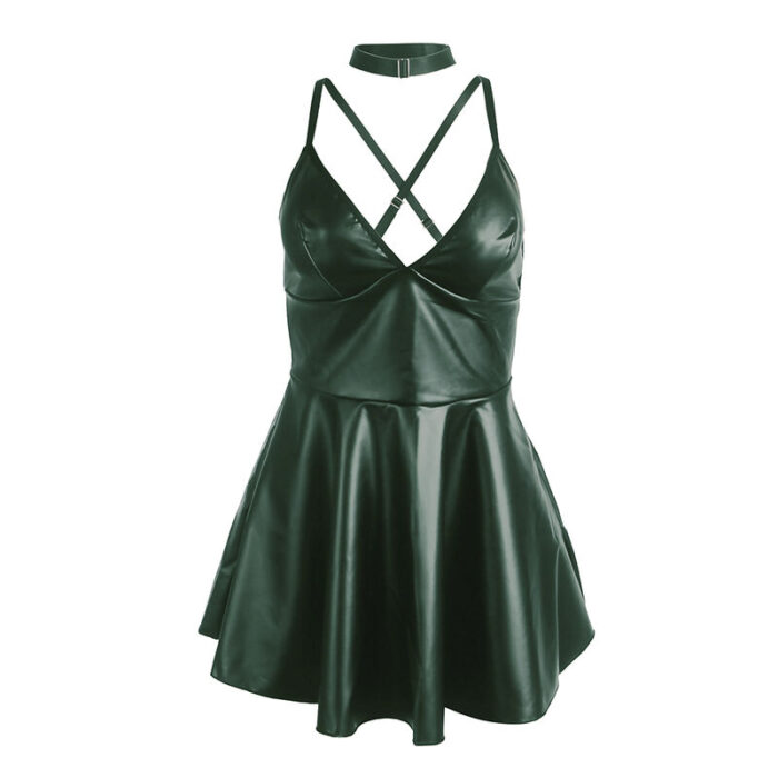 SUBBLIME - 955434 VESTIDO CON TIRANTES DE CUERO VERDE S/M - CandyHot - Foto 5