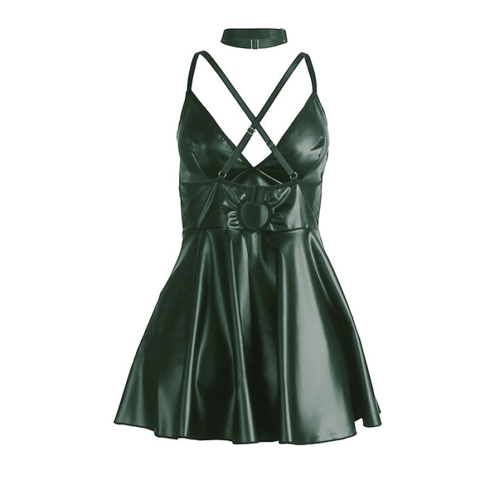 SUBBLIME - 955434 VESTIDO CON TIRANTES DE CUERO VERDE S/M - CandyHot - Foto 6