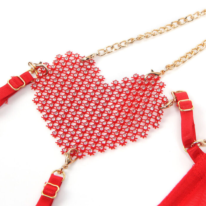 SUBBLIME - 955519 CONJUNTO SUJETADOR CON CADENAS Y CORAZÓN DE MALLA ROJO S/M - CandyHot - Foto 5