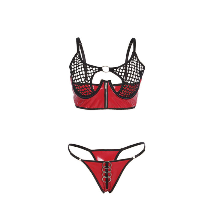 SUBBLIME - 955540 CONJUNTO SUJETADOR CON CREMALLERA DE MALLA DE CHAROL ROJO L/XL - CandyHot - Foto 4