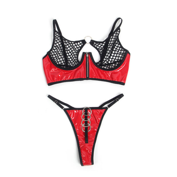 SUBBLIME - 955540 CONJUNTO SUJETADOR CON CREMALLERA DE MALLA DE CHAROL ROJO L/XL - CandyHot - Foto 6