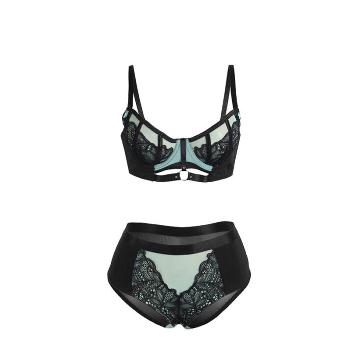 SUBBLIME - 955557 CONJUNTO SUJETADOR CON CREMALLERA DE MALLA DE CHAROL VERDE S/M - CandyHot - Foto 5