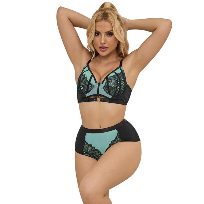 SUBBLIME - 955564 CONJUNTO SUJETADOR CON CREMALLERA DE MALLA DE CHAROL VERDE L/XL - CandyHot - Foto 1