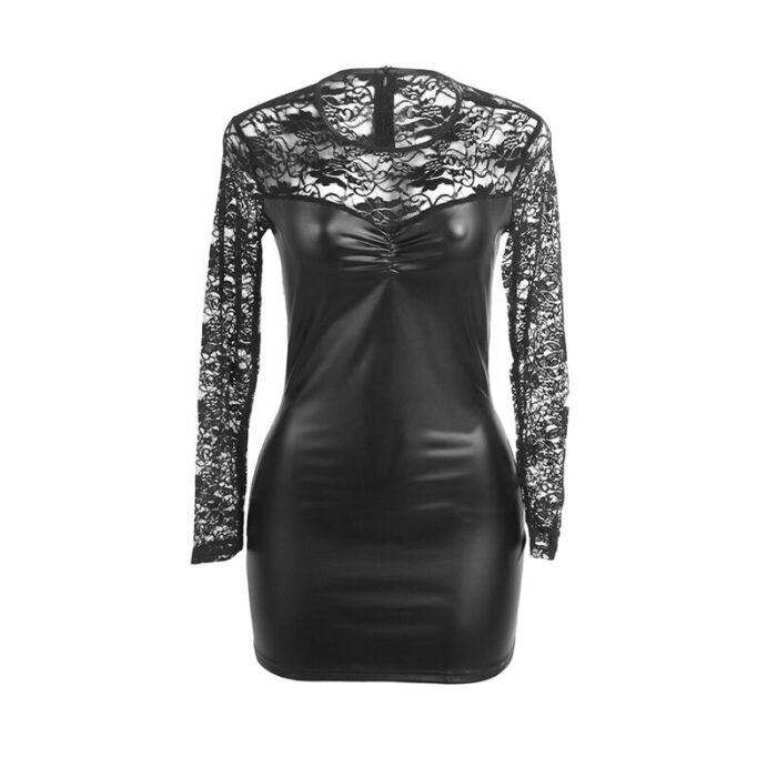 SUBBLIME - 955601 VESTIDO DE MANGA LARGA CON ENCAJE NEGRO L/XL - CandyHot - Foto 4