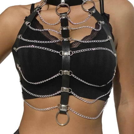 SUBBLIME - ARNÉS DE PECHO CADENAS CUERO NEGRO TALLA ÚNICA - CandyHot - Foto 2