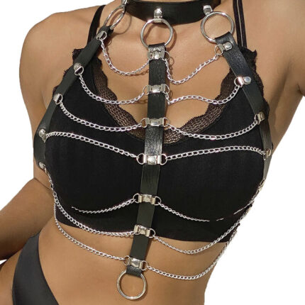 SUBBLIME - ARNÉS DE PECHO CADENAS CUERO NEGRO TALLA ÚNICA - CandyHot - Foto 1