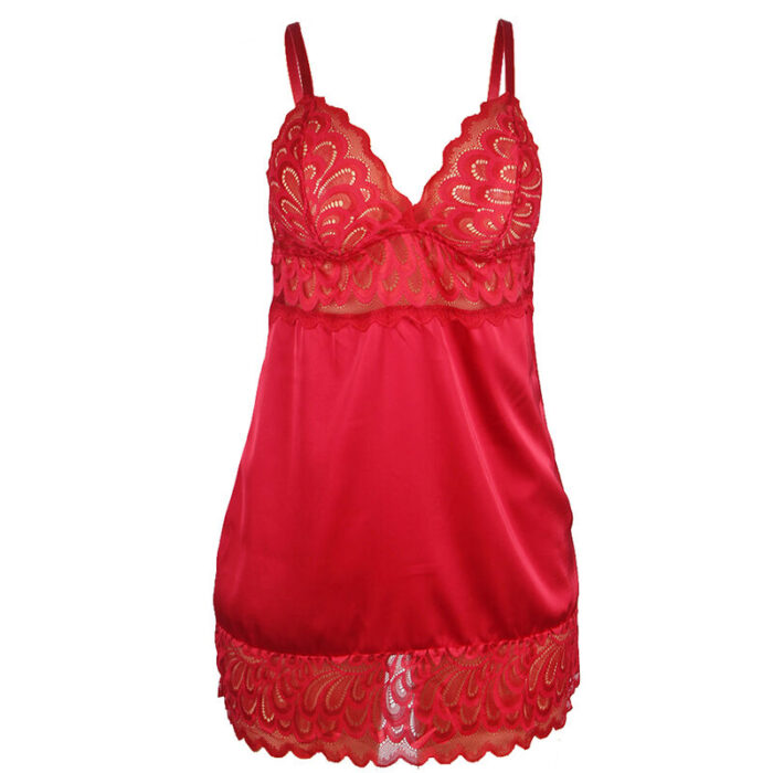 SUBBLIME - BABYDOLL SATINADO CON ENCAJE ROJO L/XL - CandyHot - Foto 5