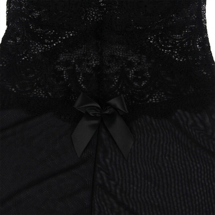 SUBBLIME - BABYDOLL TELA DE TUL DETALLE ENCAJE Y FLOR NEGRO L/XL - CandyHot - Foto 5