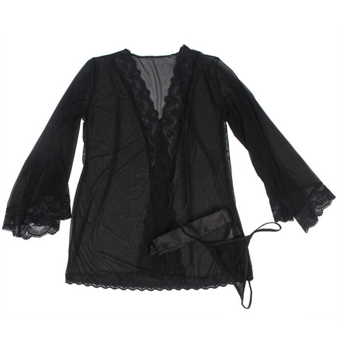 SUBBLIME - BATA TELA TRANSPARENTE DETALLE ENCAJE NEGRO S/M - CandyHot - Foto 5
