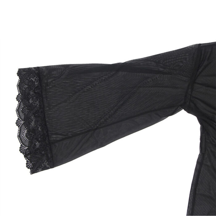 SUBBLIME - BATA TELA TRANSPARENTE DETALLE ENCAJE NEGRO S/M - CandyHot - Foto 6