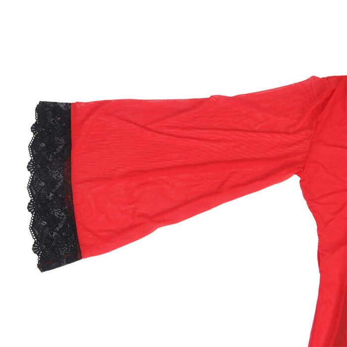 SUBBLIME - BATA TELA TRANSPARENTE DETALLE ENCAJE ROJO S/M - CandyHot - Foto 6
