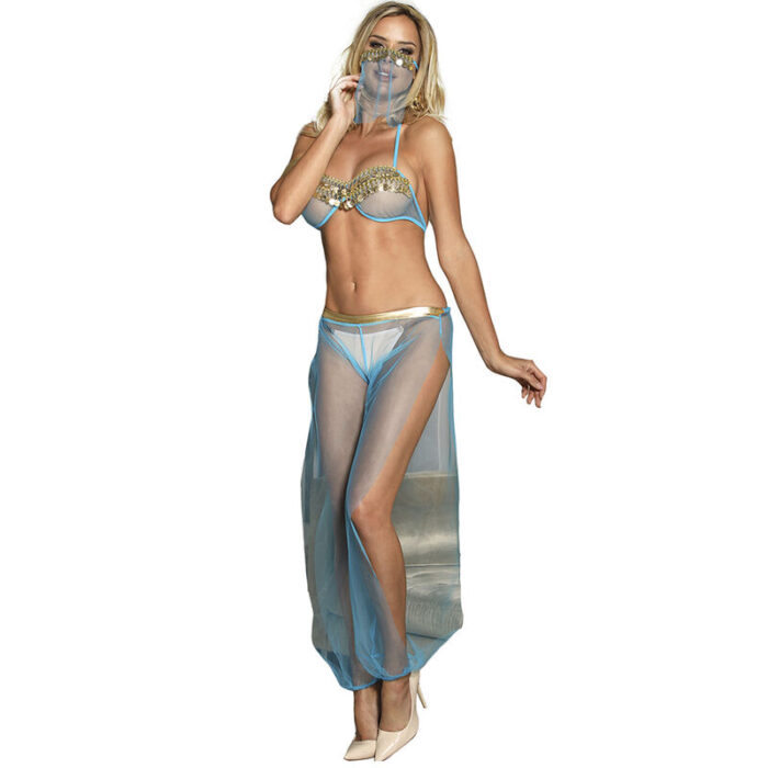 SUBBLIME - SET DE LENCERIA INDIA STYLE AZUL S/M - CandyHot - Foto 1