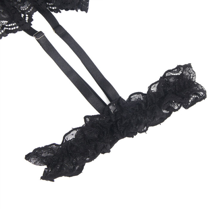 SUBBLIME - TEDDY CON LIGA DETALLE ENCAJES Y TIRAS NEGRO L/XL - CandyHot - Foto 6