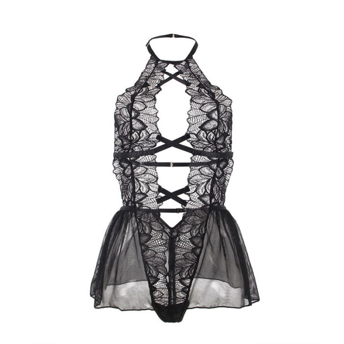 SUBBLIME - TEDDY CUELLO HALTER ESPALDA DESCUBIERTA ENCAJE NEGRO S/M - CandyHot - Foto 5