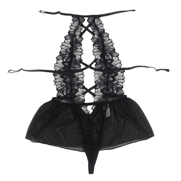 SUBBLIME - TEDDY CUELLO HALTER ESPALDA DESCUBIERTA ENCAJE NEGRO S/M - CandyHot - Foto 6