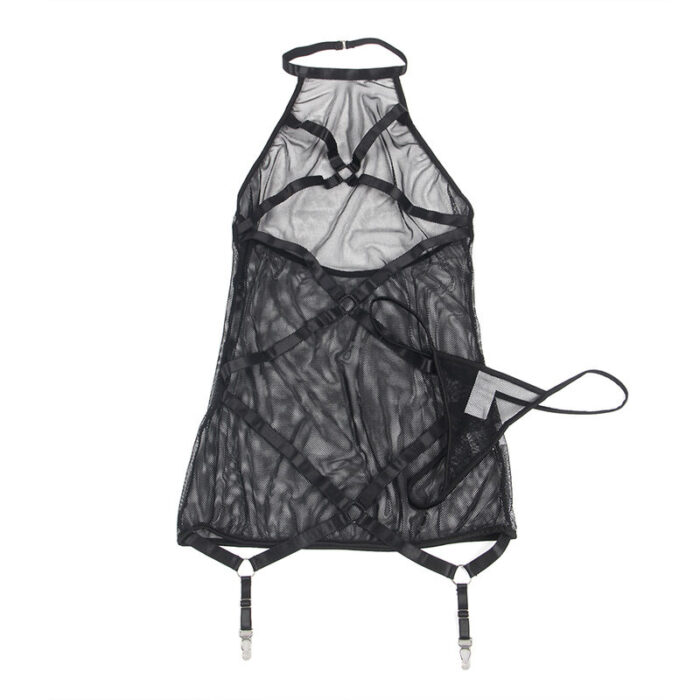 SUBBLIME - VESTIDO TRANSPARENTE CUELLO HALTER NEGRO L/XL - CandyHot - Foto 4