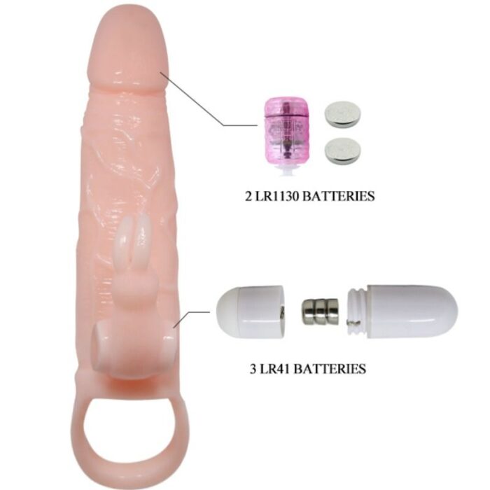 BAILE - BRAVE MAN FUNDA PENE CON RABBIT VIBRADOR 16.5 CM NATURAL - CandyHot - Foto 6