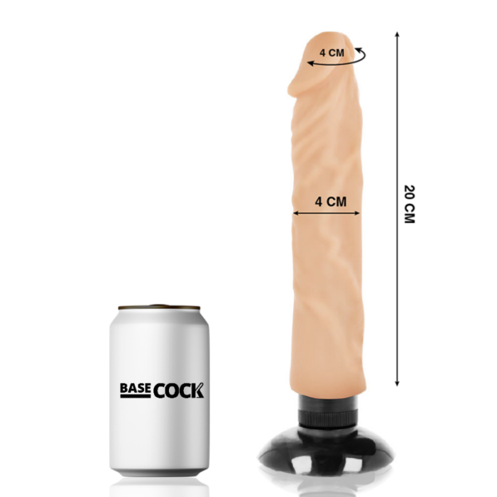 BASECOCK - VIBRADOR REALÍSTICO 2-1 NATURAL 20 CM -O- 4 CM - CandyHot - Foto 2