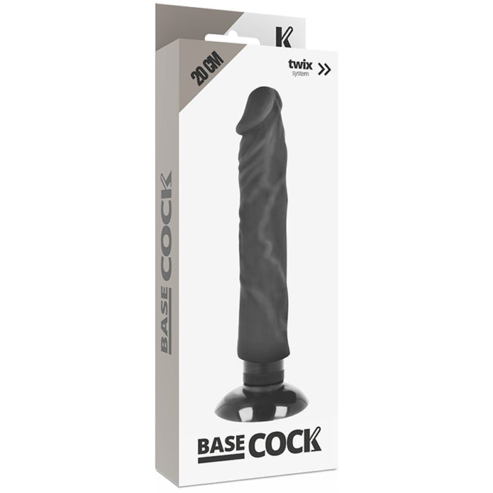 BASECOCK - VIBRADOR REALÍSTICO 2-1 NATURAL NEGRO 20 CM -O- 4 CM - CandyHot - Foto 5