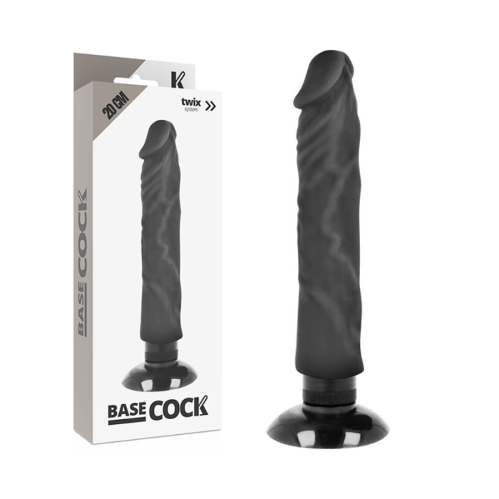 BASECOCK - VIBRADOR REALÍSTICO 2-1 NATURAL NEGRO 20 CM -O- 4 CM - CandyHot - Foto 1