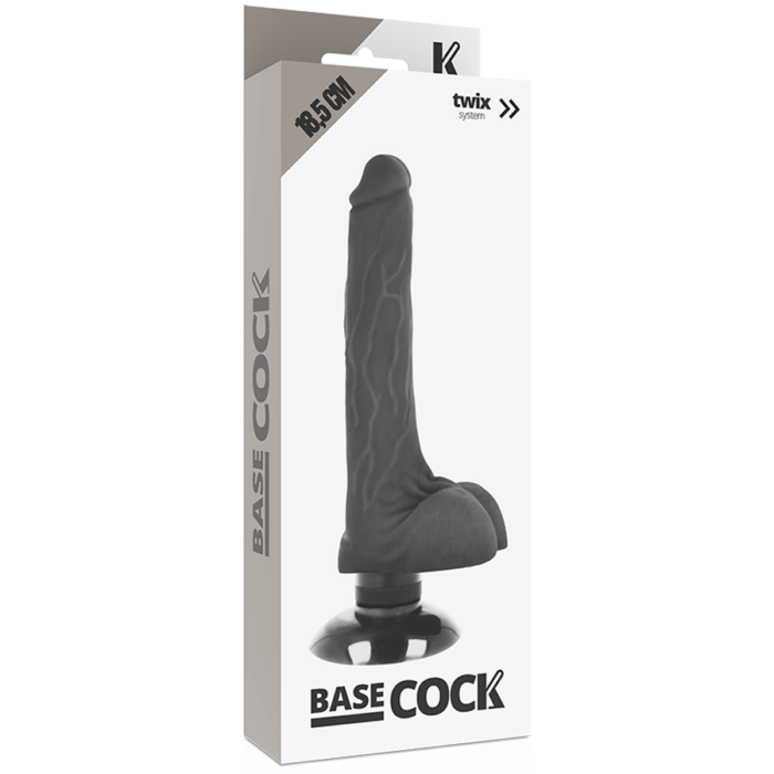 BASECOCK - VIBRADOR REALÍSTICO 2-1 NEGRO 18.5 CM -O- 4 CM - CandyHot - Foto 5