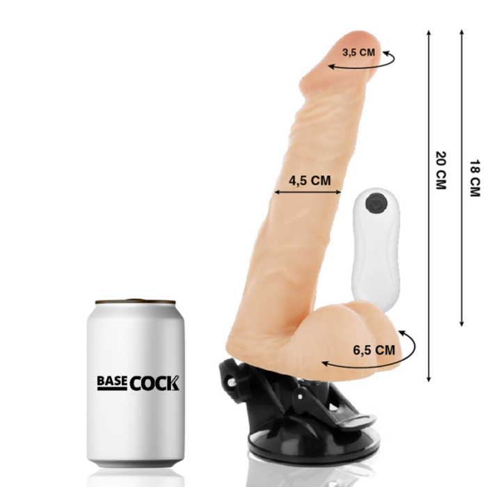 BASECOCK - VIBRADOR REALÍSTICO ARTICULABLE CONTROL REMOTO NATURAL 20 CM -O- 4.5 CM - CandyHot - Foto 2