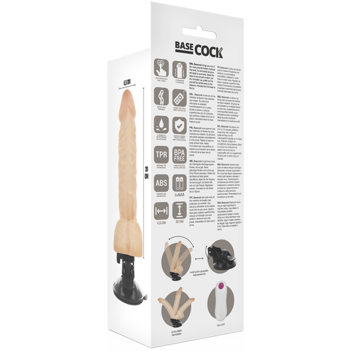 BASECOCK - VIBRADOR REALÍSTICO ARTICULABLE CONTROL REMOTO NATURAL 20 CM -O- 4.5 CM - CandyHot - Foto 5