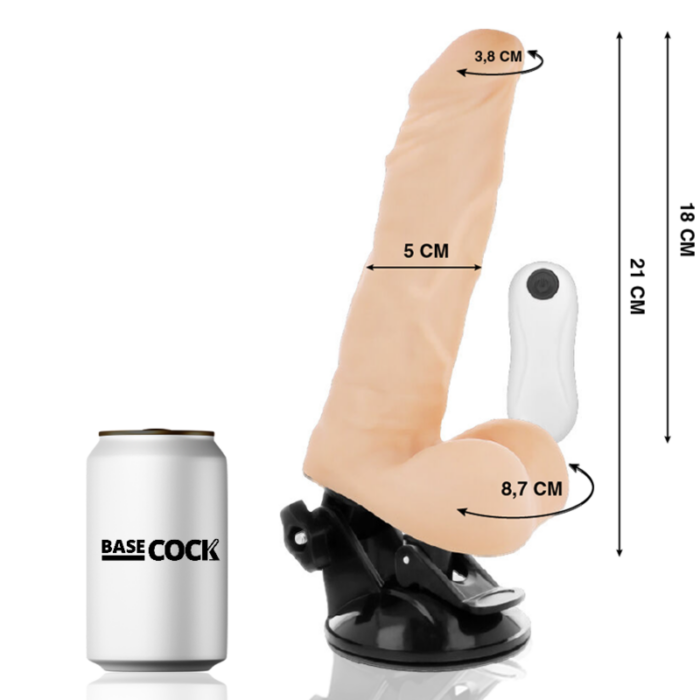 BASECOCK - VIBRADOR REALÍSTICO ARTICULABLE CONTROL REMOTO NATURAL 21 CM -O- 5 CM - CandyHot - Foto 2