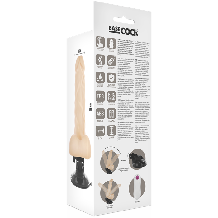 BASECOCK - VIBRADOR REALÍSTICO ARTICULABLE CONTROL REMOTO NATURAL 21 CM -O- 5 CM - CandyHot - Foto 5