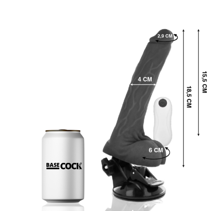 BASECOCK - VIBRADOR REALÍSTICO ARTICULABLE CONTROL REMOTO NEGRO 18.5 CM -O- 4 CM - CandyHot - Foto 2