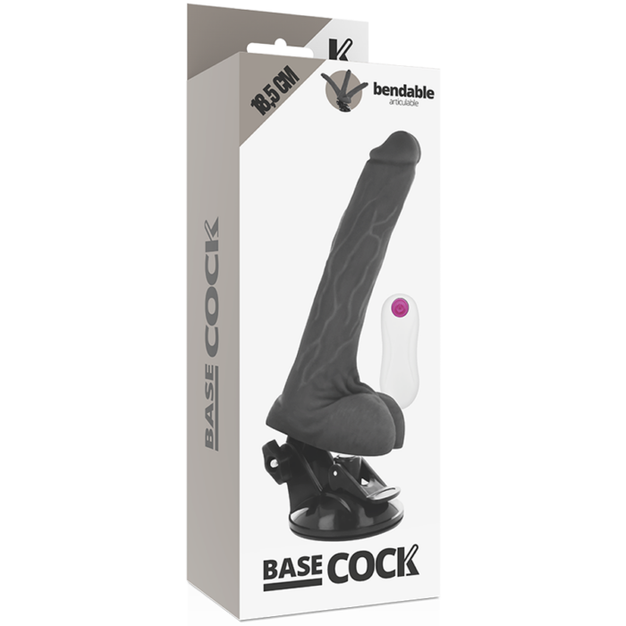 BASECOCK - VIBRADOR REALÍSTICO ARTICULABLE CONTROL REMOTO NEGRO 18.5 CM -O- 4 CM - CandyHot - Foto 5