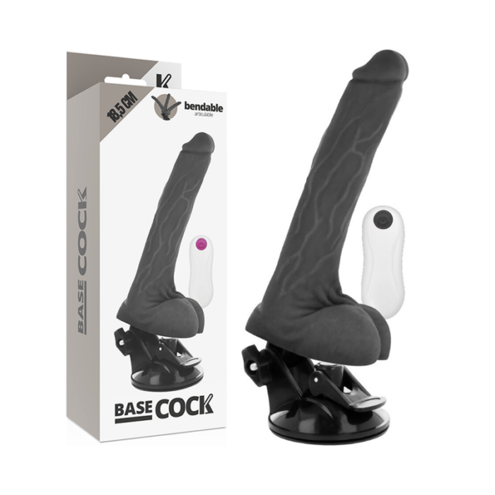 BASECOCK - VIBRADOR REALÍSTICO ARTICULABLE CONTROL REMOTO NEGRO 18.5 CM -O- 4 CM - CandyHot - Foto 1
