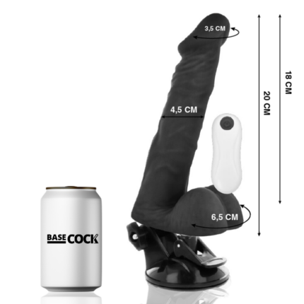 BASECOCK - VIBRADOR REALÍSTICO ARTICULABLE CONTROL REMOTO NEGRO 20 CM -O- 4.5 CM - CandyHot - Foto 2