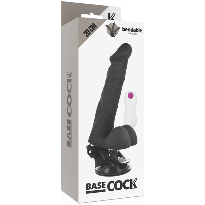 BASECOCK - VIBRADOR REALÍSTICO ARTICULABLE CONTROL REMOTO NEGRO 20 CM -O- 4.5 CM - CandyHot - Foto 5