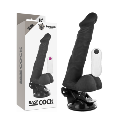 BASECOCK - VIBRADOR REALÍSTICO ARTICULABLE CONTROL REMOTO NEGRO 20 CM -O- 4.5 CM - CandyHot - Foto 1