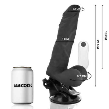 BASECOCK - VIBRADOR REALÍSTICO ARTICULABLE CONTROL REMOTO NEGRO 21 CM -O- 5 CM - CandyHot - Foto 2
