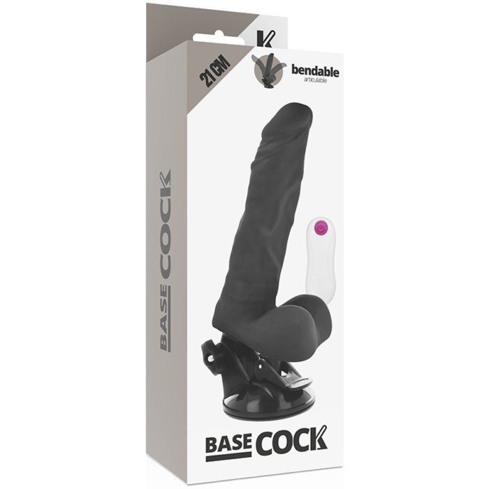 BASECOCK - VIBRADOR REALÍSTICO ARTICULABLE CONTROL REMOTO NEGRO 21 CM -O- 5 CM - CandyHot - Foto 5