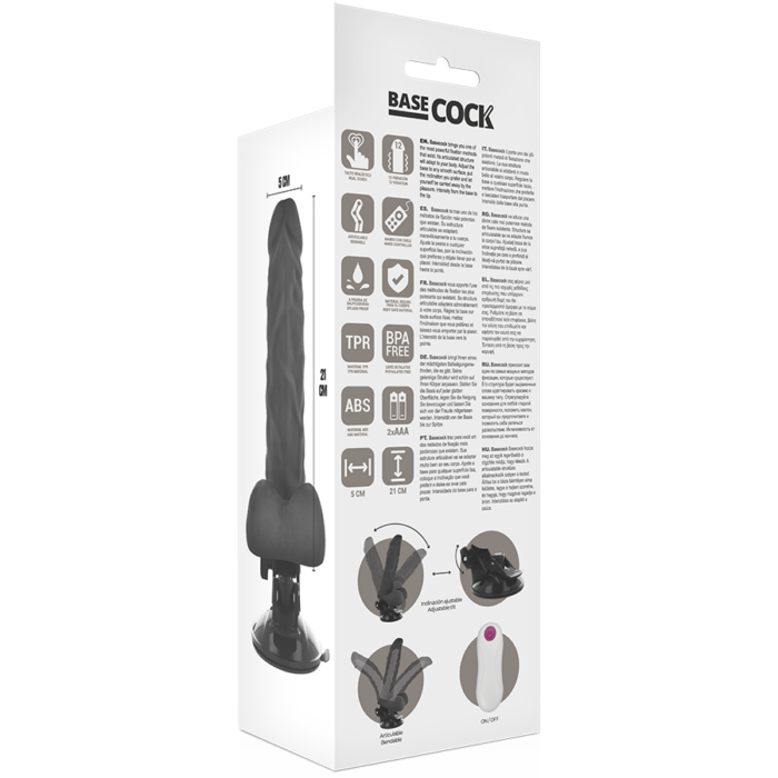 BASECOCK - VIBRADOR REALÍSTICO ARTICULABLE CONTROL REMOTO NEGRO 21 CM -O- 5 CM - CandyHot - Foto 6