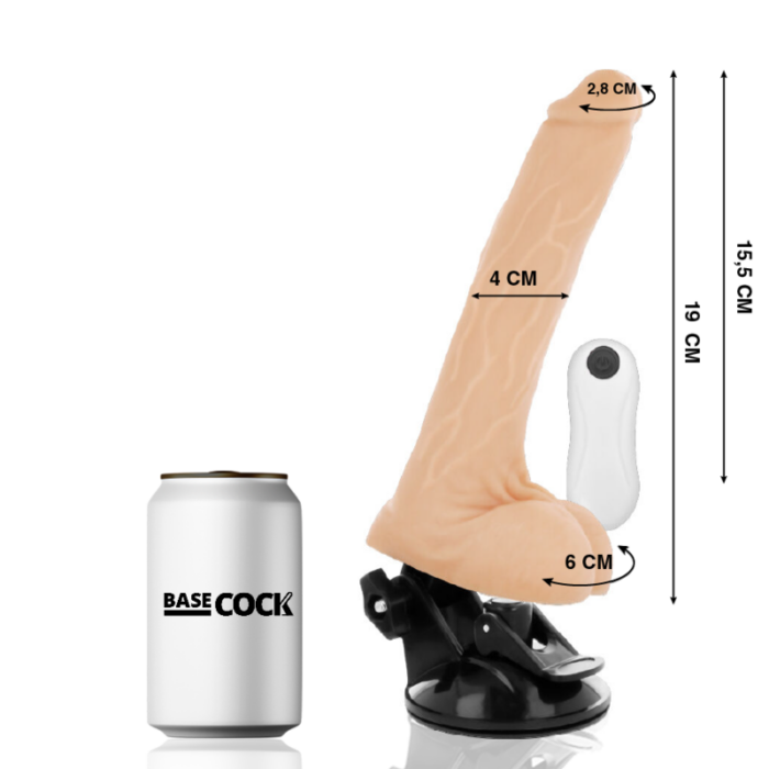 BASECOCK - VIBRADOR REALÍSTICO CONTROL REMOTO NATURAL 19 CM -O- 4 CM - CandyHot - Foto 2