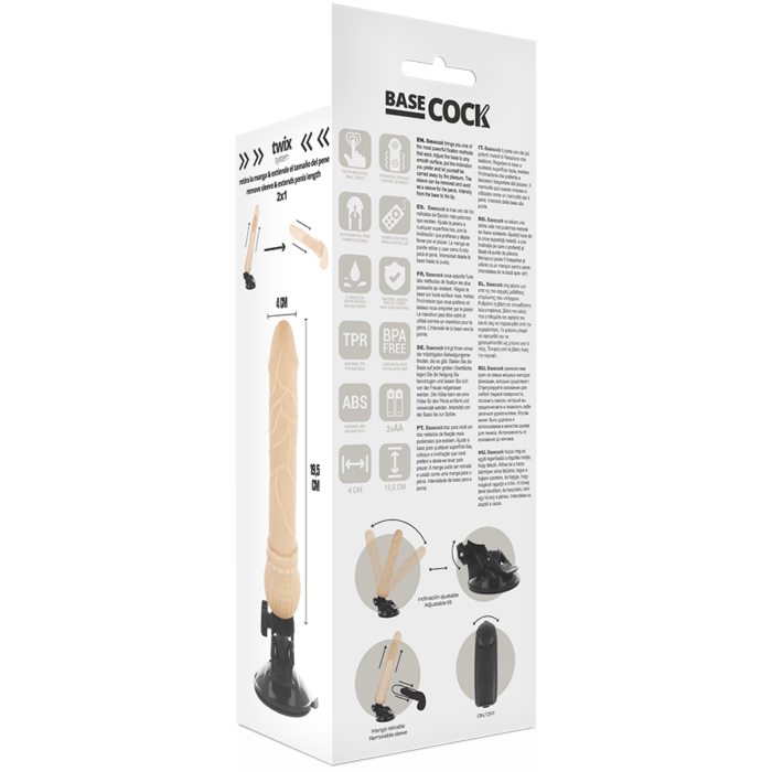 BASECOCK - VIBRADOR REALÍSTICO CONTROL REMOTO NATURAL 19.5 CM -O- 4 CM - CandyHot - Foto 5