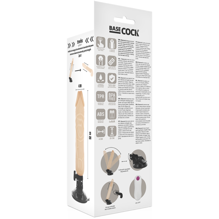 BASECOCK - VIBRADOR REALÍSTICO CONTROL REMOTO NATURAL 20 CM -O- 4 CM - CandyHot - Foto 5