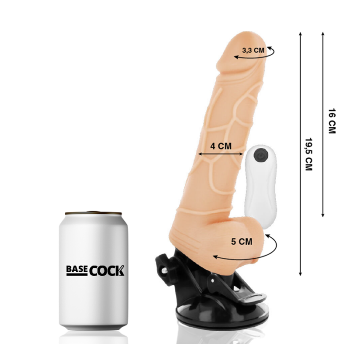 BASECOCK - VIBRADOR REALÍSTICO CONTROL REMOTO NATURAL CON TESTÍCULOS 19.5 CM -O- 4 CM - CandyHot - Foto 2