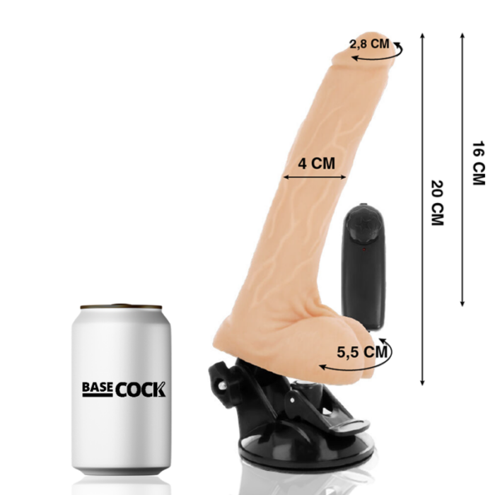 BASECOCK - VIBRADOR REALÍSTICO CONTROL REMOTO NATURAL CON TESTÍCULOS 20 CM -O- 4 CM - CandyHot - Foto 2