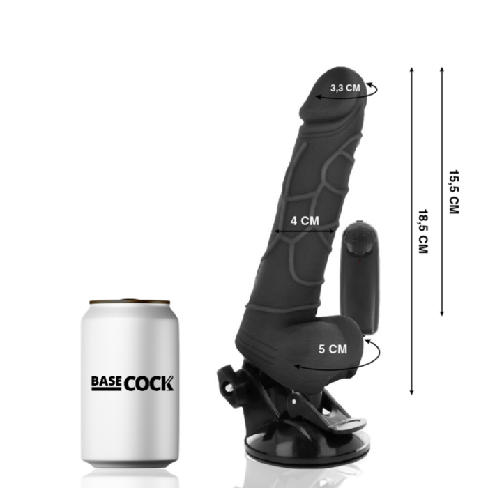 BASECOCK - VIBRADOR REALÍSTICO CONTROL REMOTO NEGRO 18.5 CM -O- 4CM - CandyHot - Foto 2